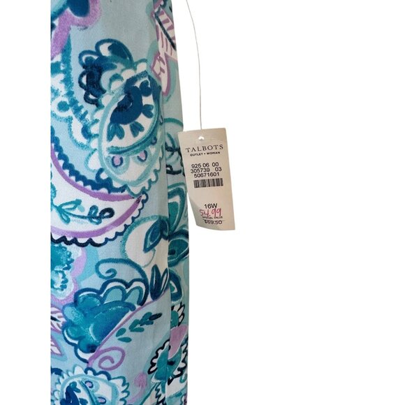 Talbots Womens Paisley Print Aqua Pencil Skirt Size 16W Officecore - Picture 3 of 6